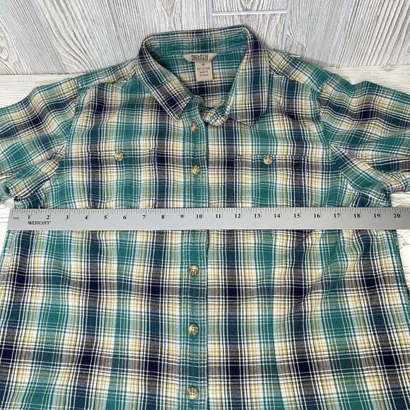 Duluth Trading Flannel Shirt Womens Medium Plaid Button Front Long Sleeve Vented - Picture 10 of 11